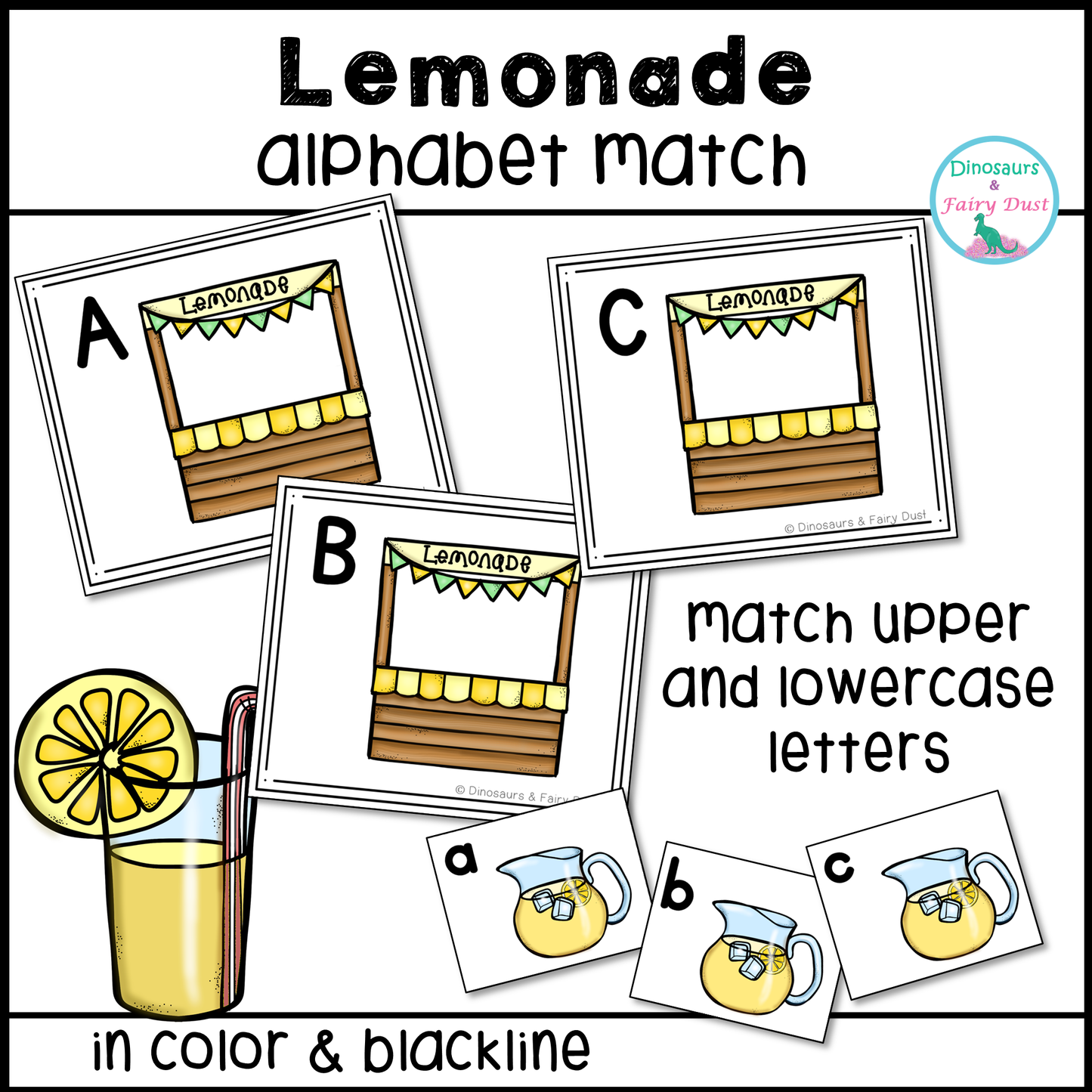 Lemonade Alphabet Match Activity Cards