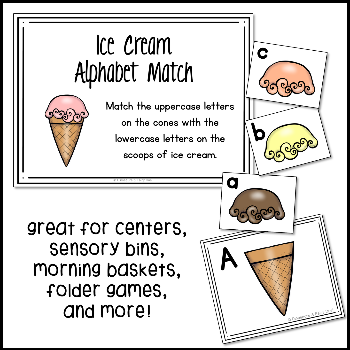 Ice Cream Alphabet Match Activity Cards