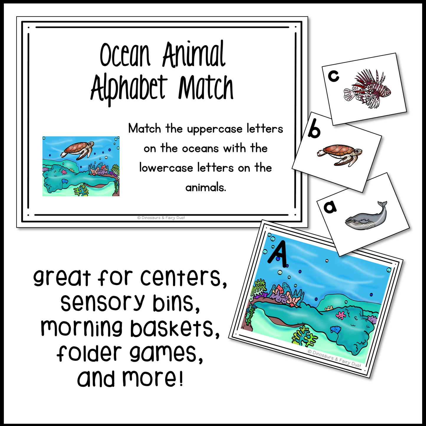 Ocean Animal Alphabet Match Activity Cards
