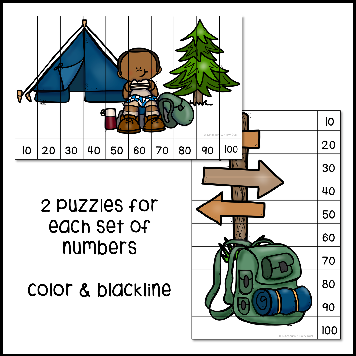 Camping Skip Counting Picture Puzzles
