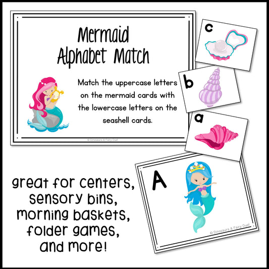 Mermaid Alphabet Match Activity Cards
