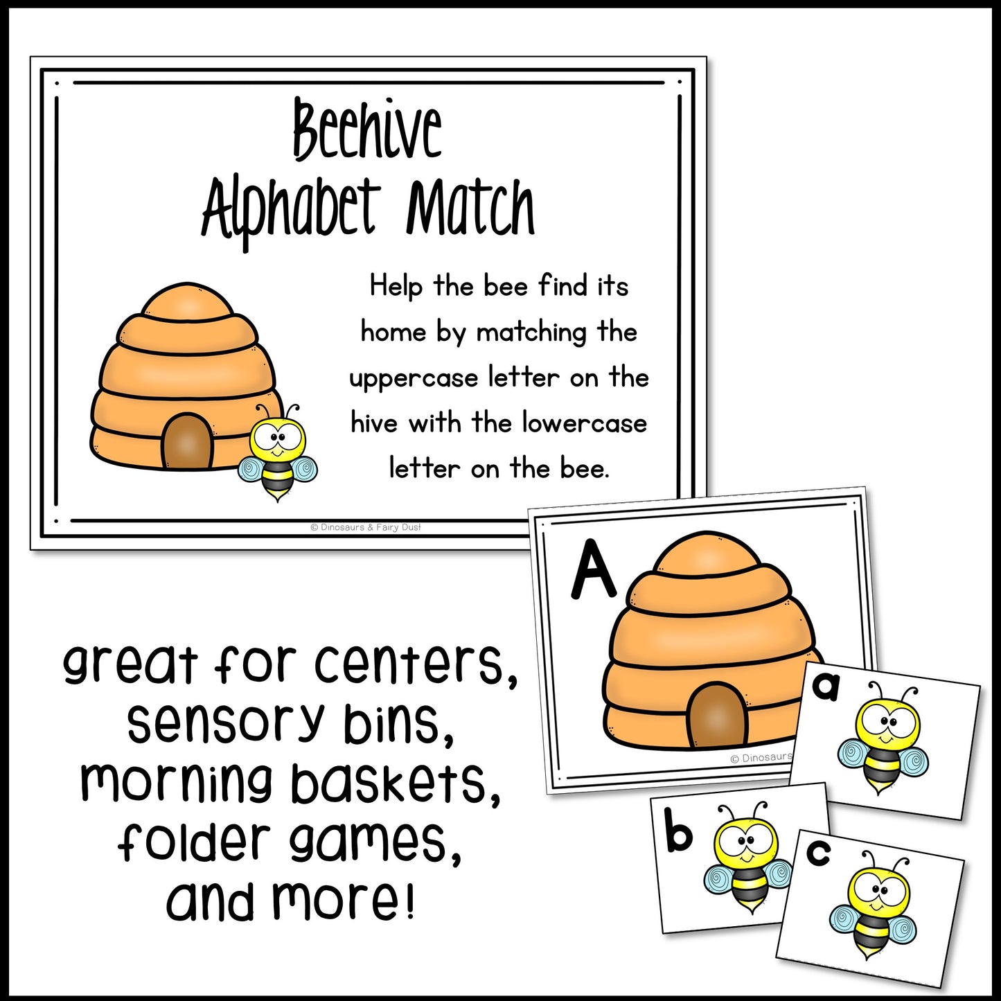 Beehive Alphabet Match Activity Cards