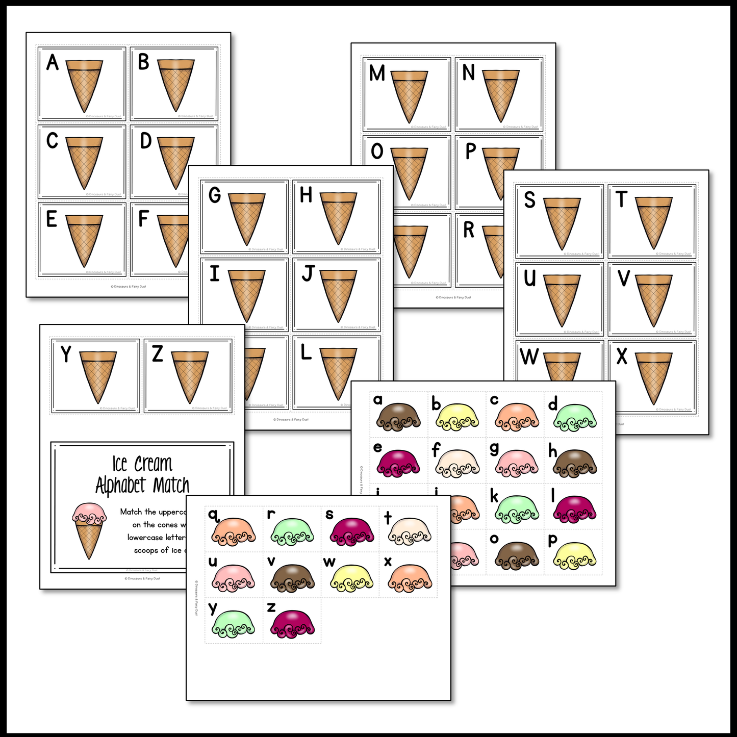 Ice Cream Alphabet Match Activity Cards