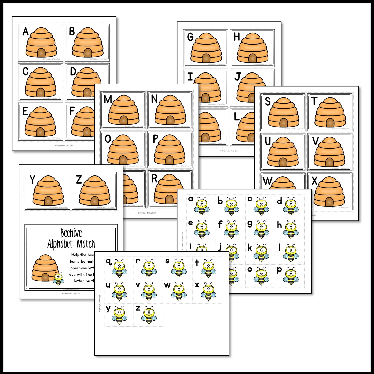 Beehive Alphabet Match Activity Cards