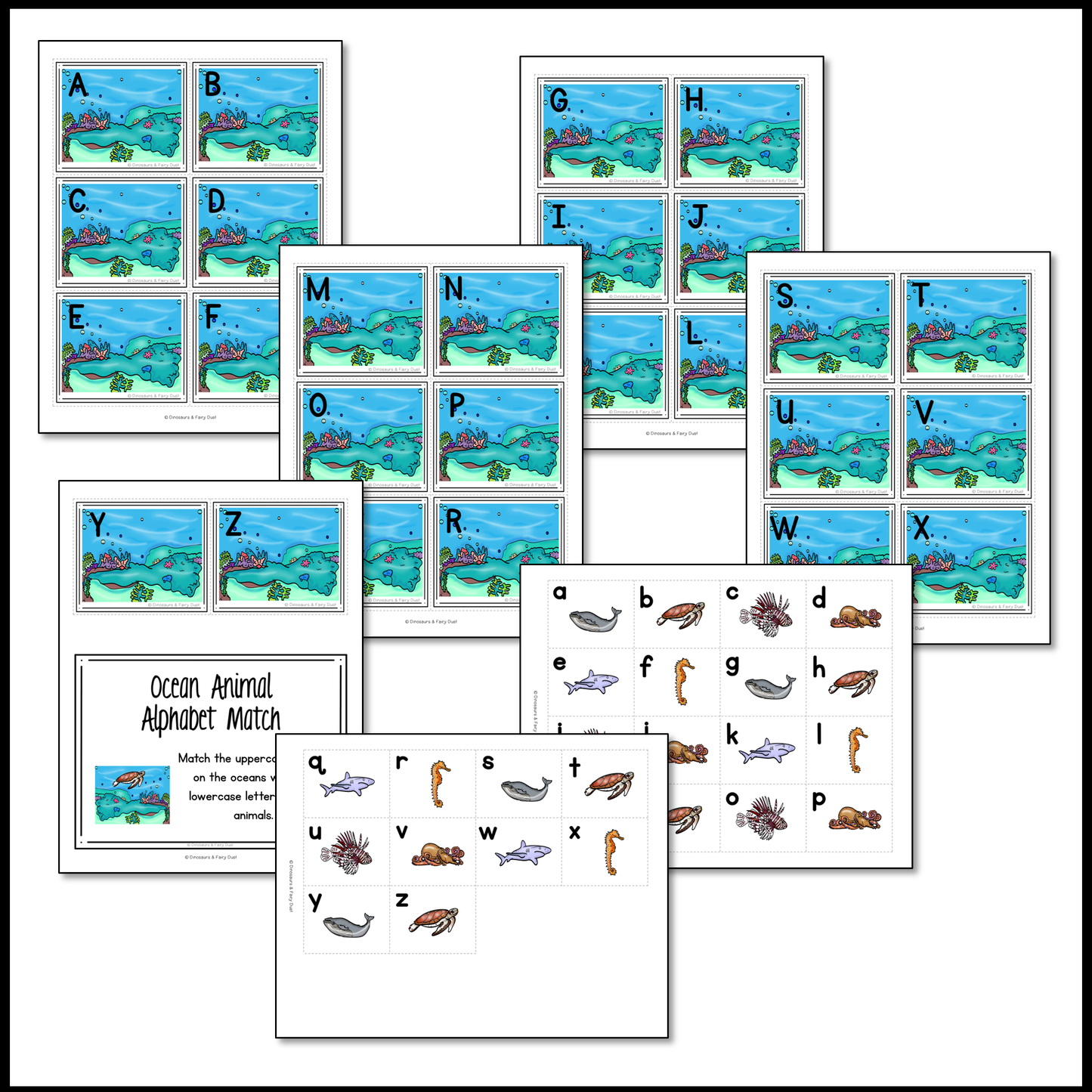 Ocean Animal Alphabet Match Activity Cards