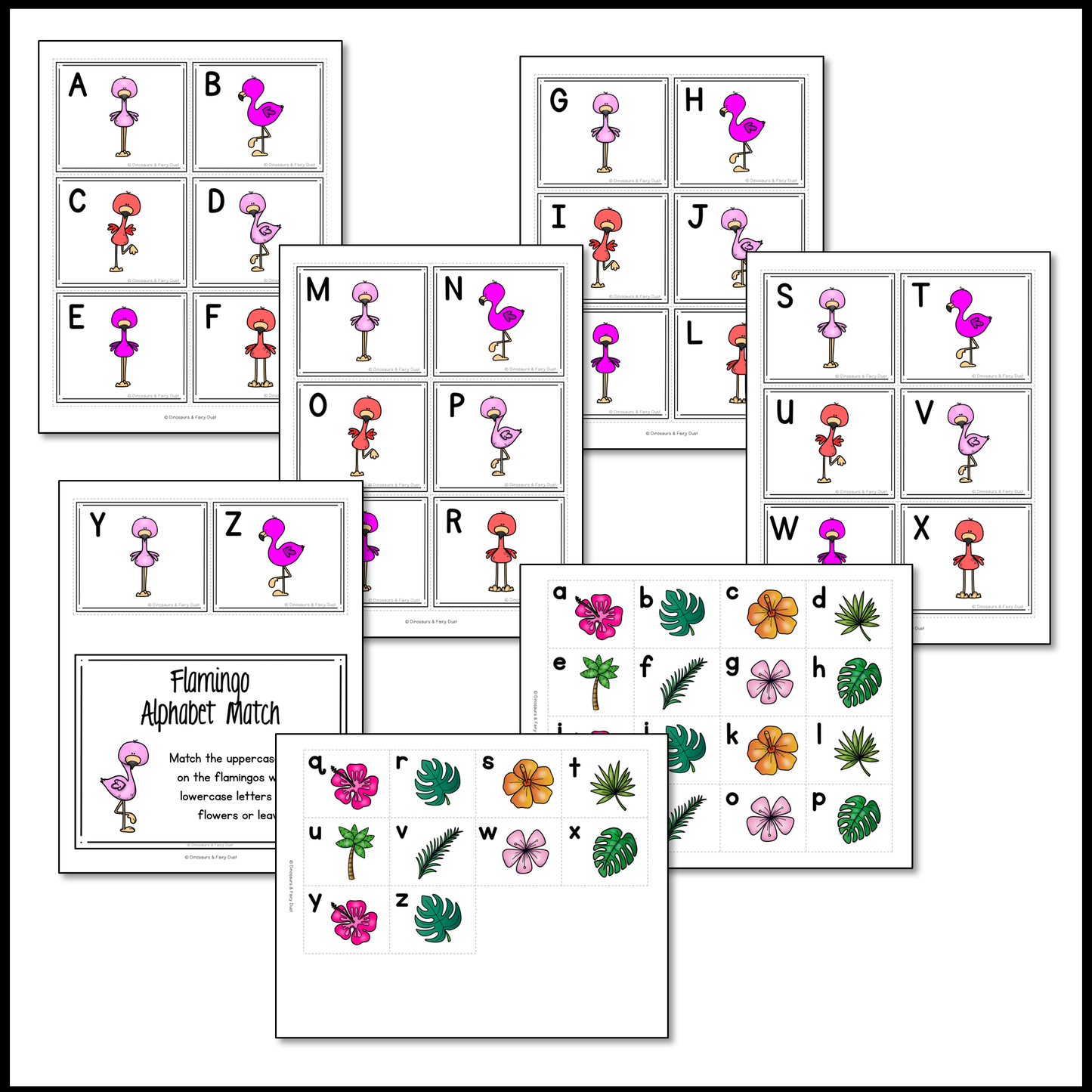 Flamingo Alphabet Match Activity Cards