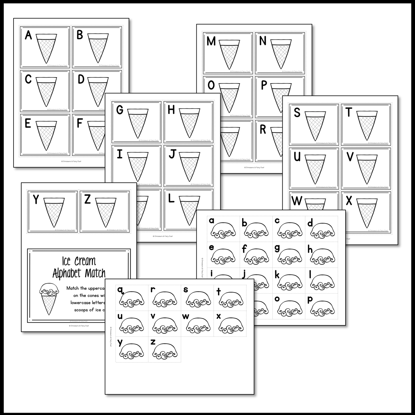 Ice Cream Alphabet Match Activity Cards