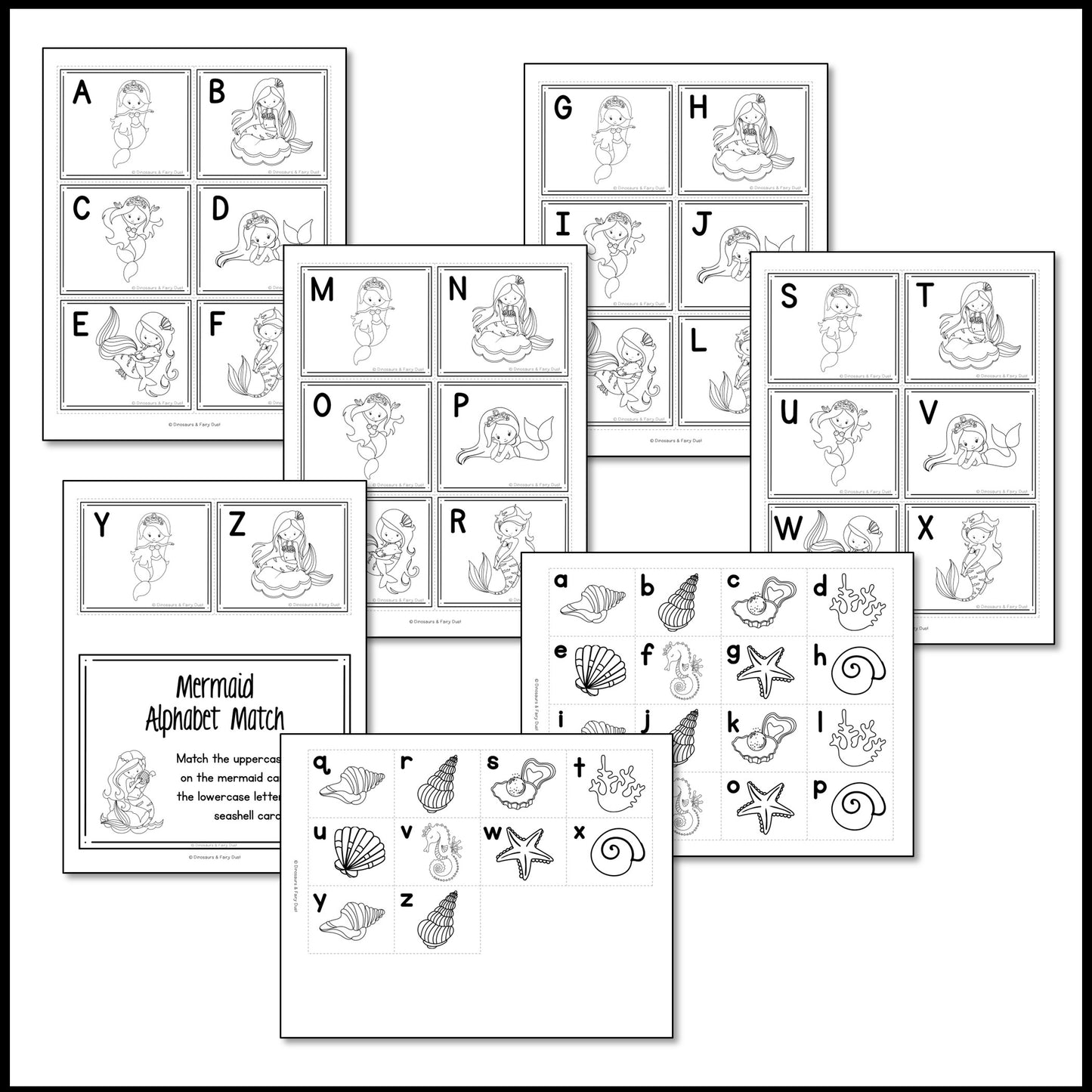 Mermaid Alphabet Match Activity Cards