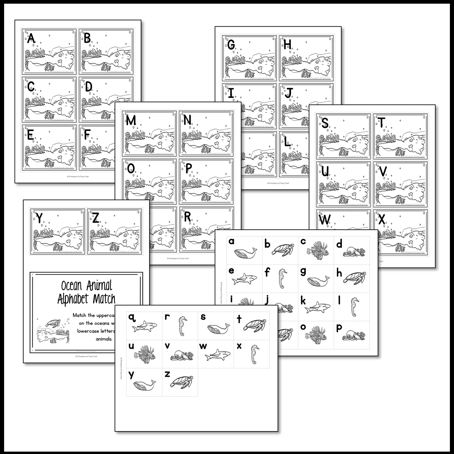Ocean Animal Alphabet Match Activity Cards