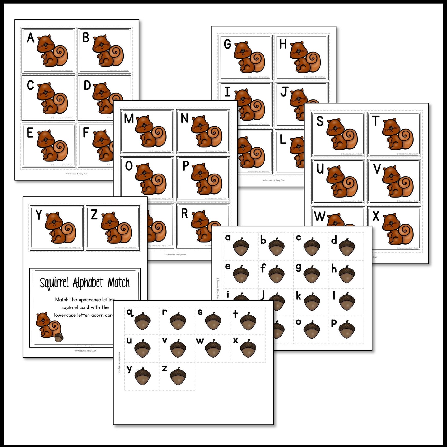 Squirrel Alphabet Match Activity Cards