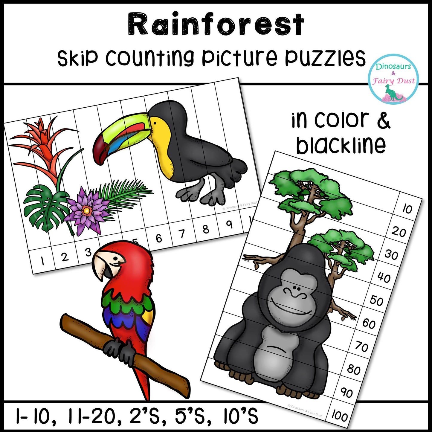 Rainforest Skip Counting Picture Puzzles