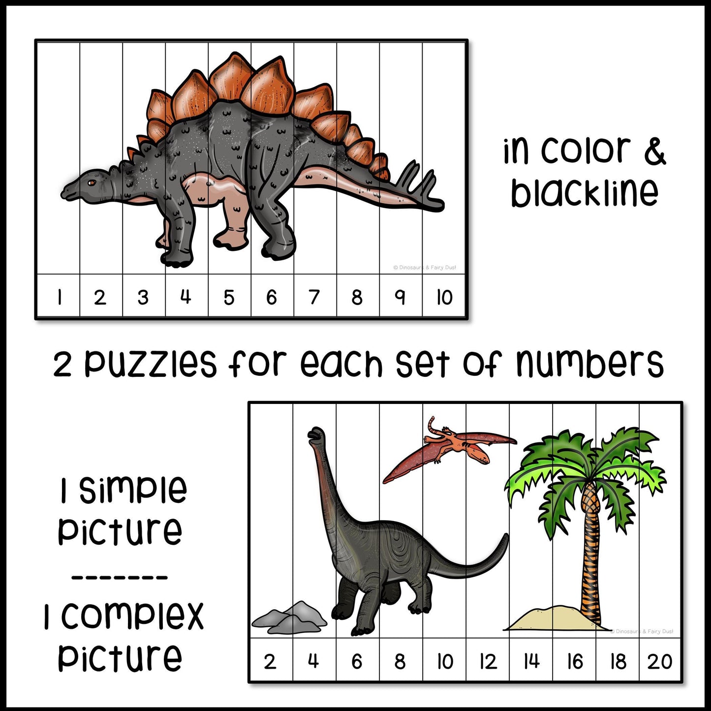 Dinosaurs Skip Counting Picture Puzzles