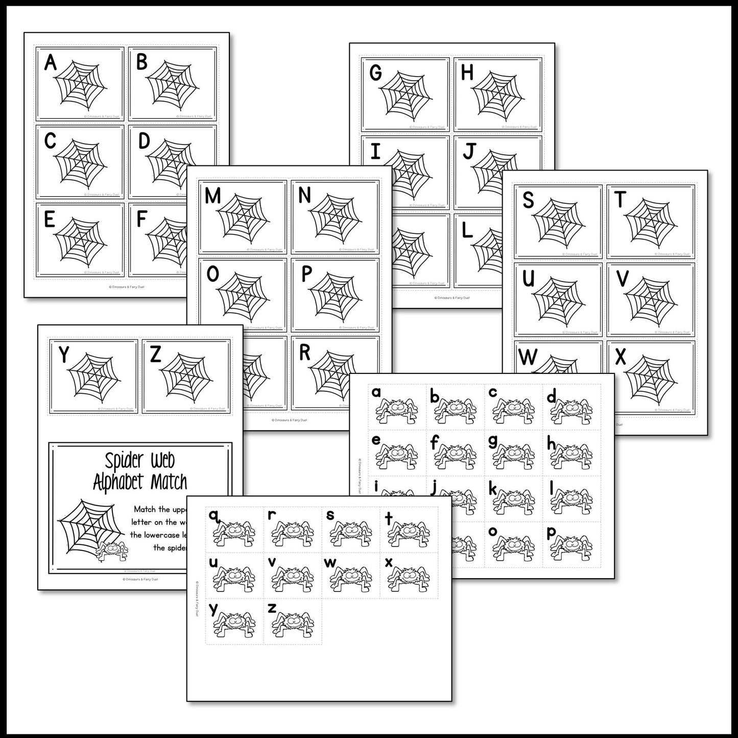 Spider Web Alphabet Match Activity Cards