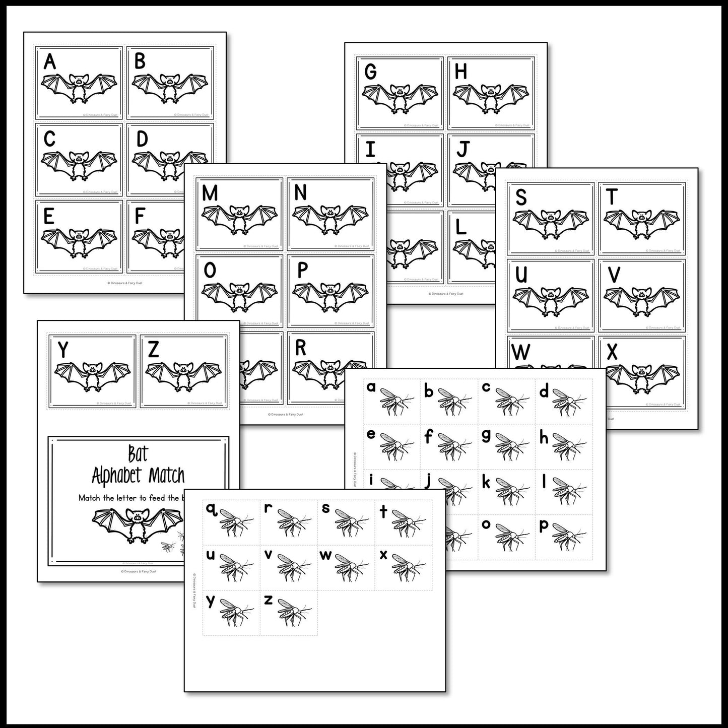 Bat and Mosquito Alphabet Match Activity Cards