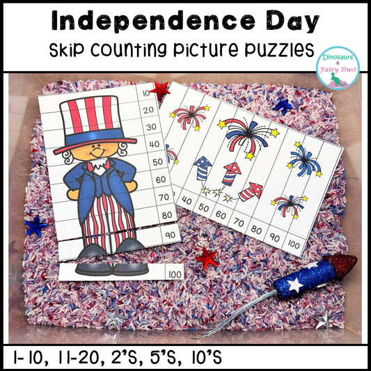 Independence Day Skip Counting Picture Puzzles