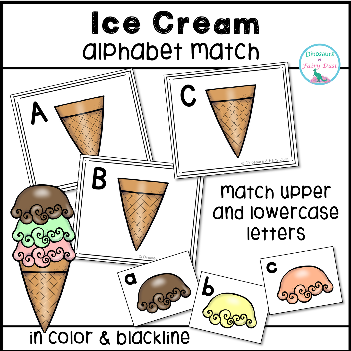 Ice Cream Alphabet Match Activity Cards