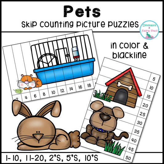 Pets Skip Counting Picture Puzzles