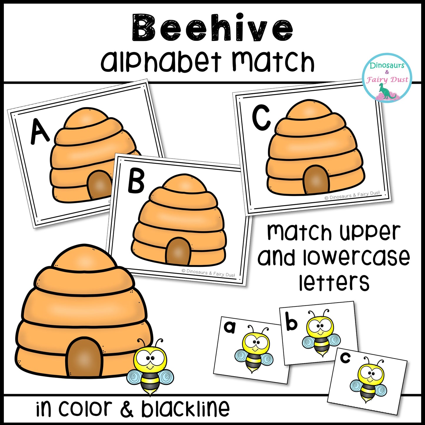 Beehive Alphabet Match Activity Cards