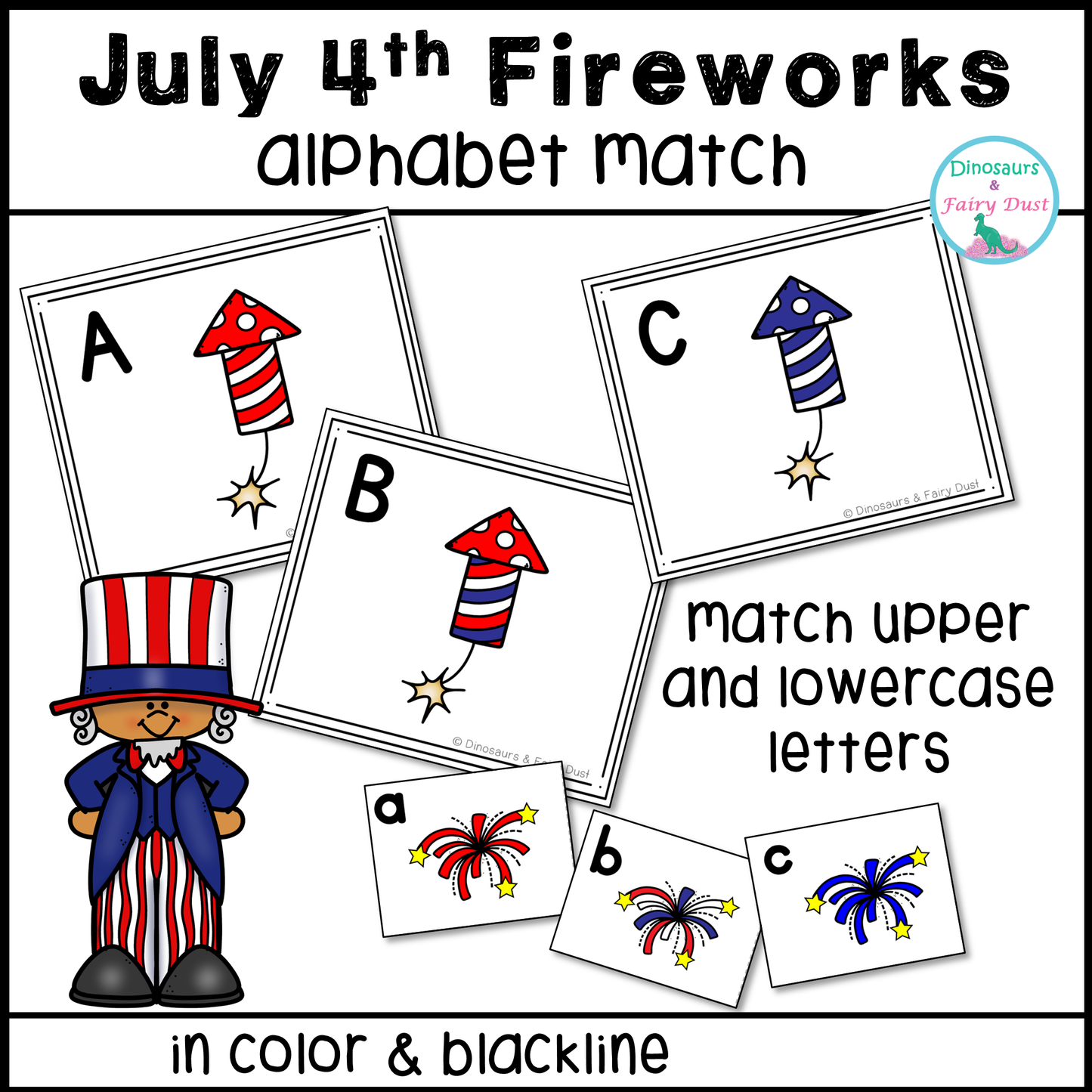 Independence Day Alphabet Match Activity Cards