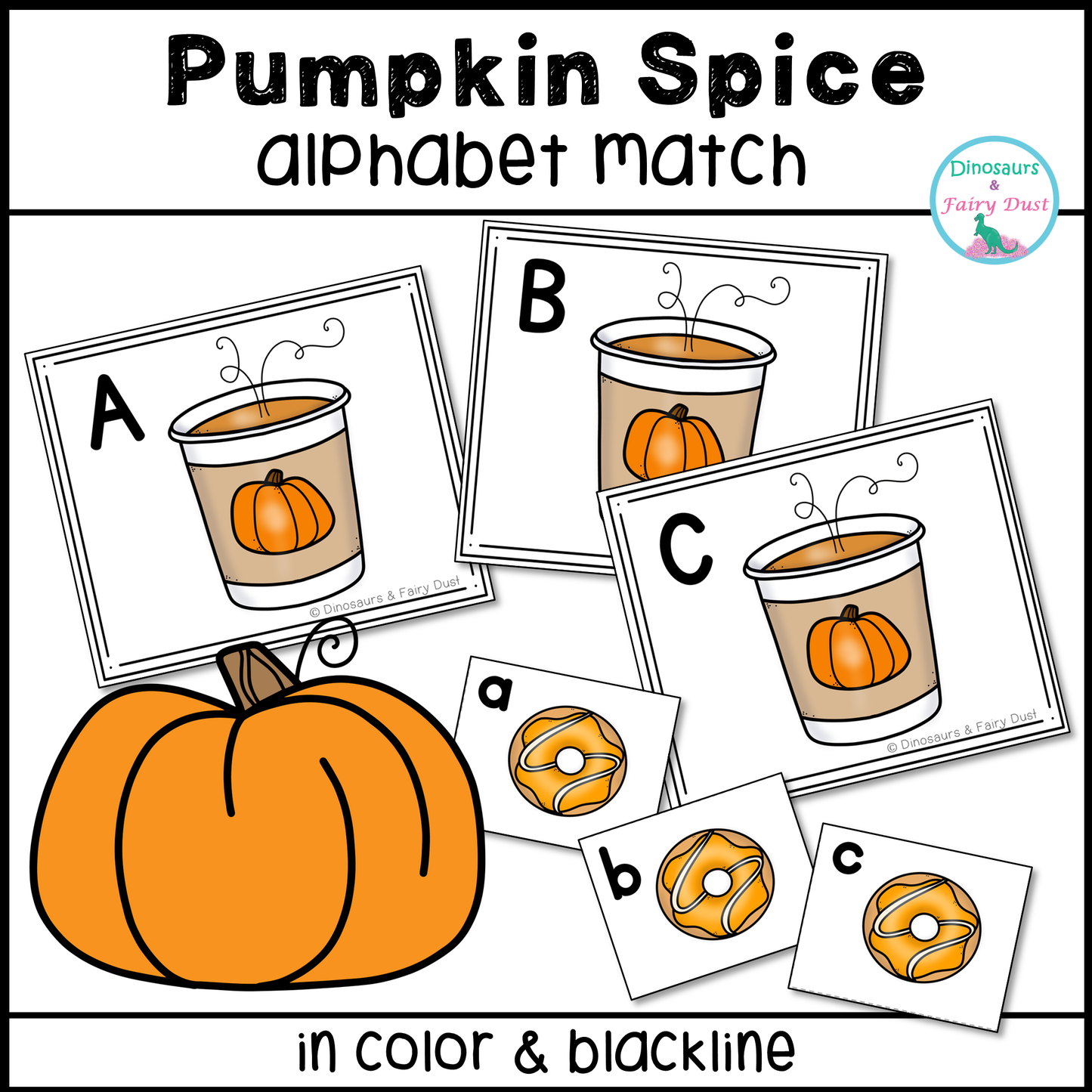 Pumpkin Spice Alphabet Match Activity Cards
