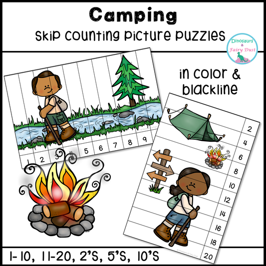 Camping Skip Counting Picture Puzzles