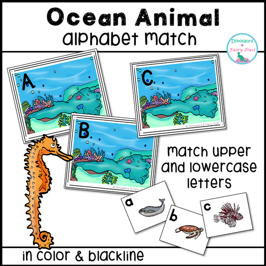 Ocean Animal Alphabet Match Activity Cards