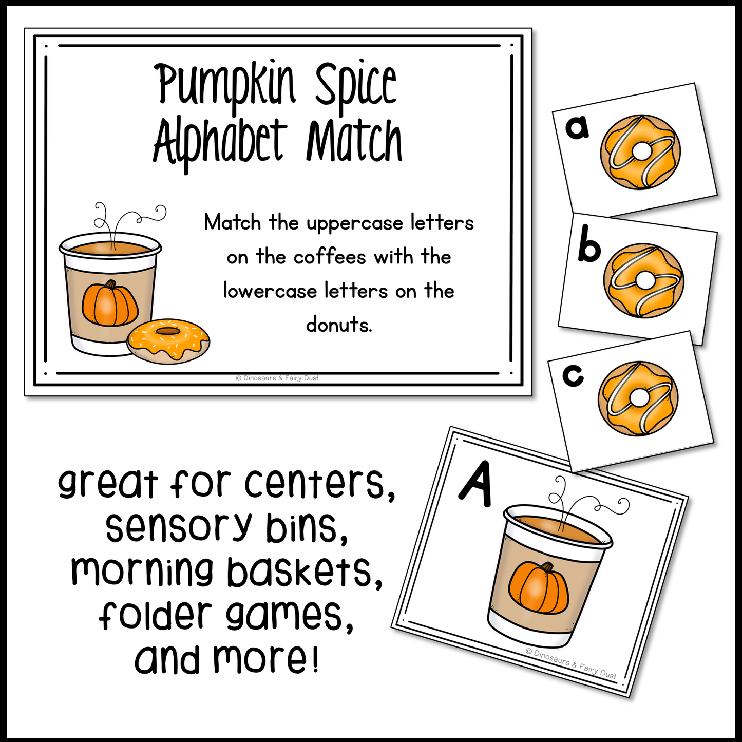 Pumpkin Spice Alphabet Match Activity Cards