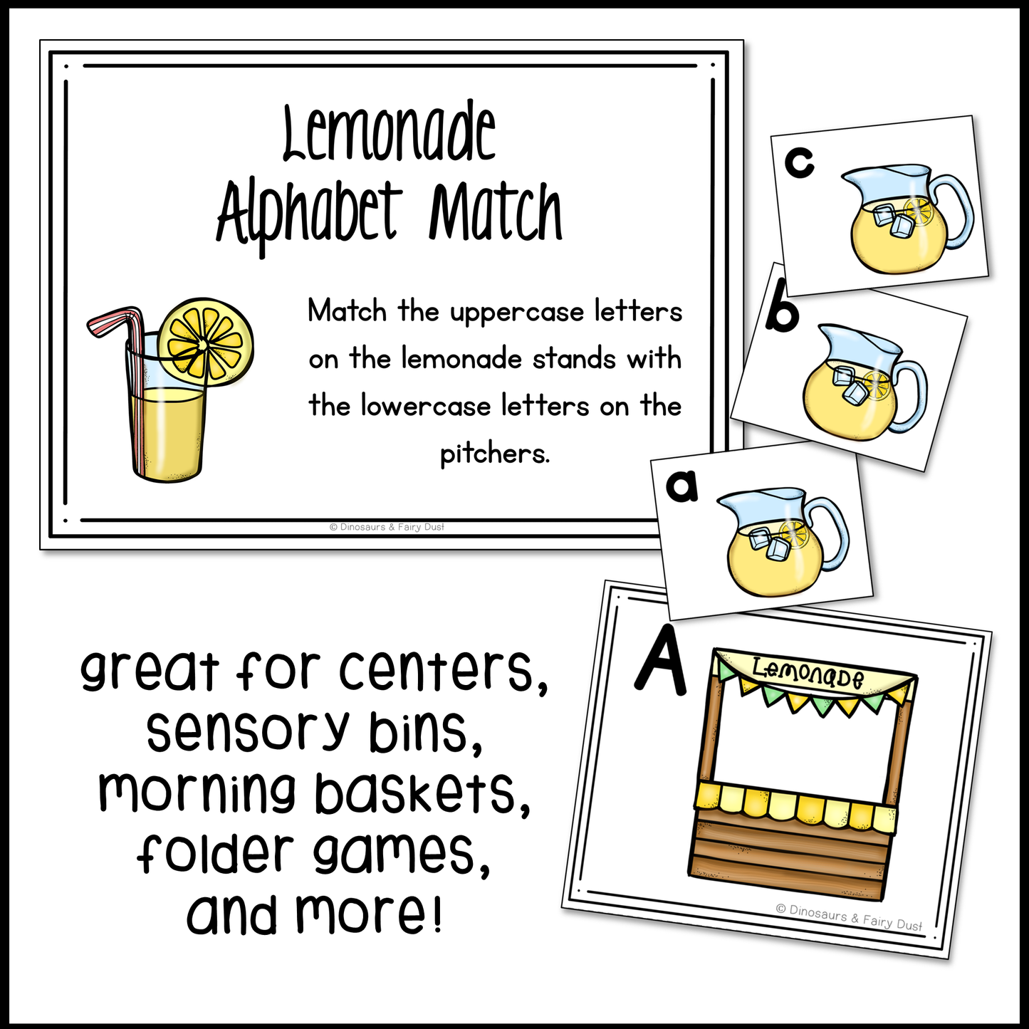 Lemonade Alphabet Match Activity Cards