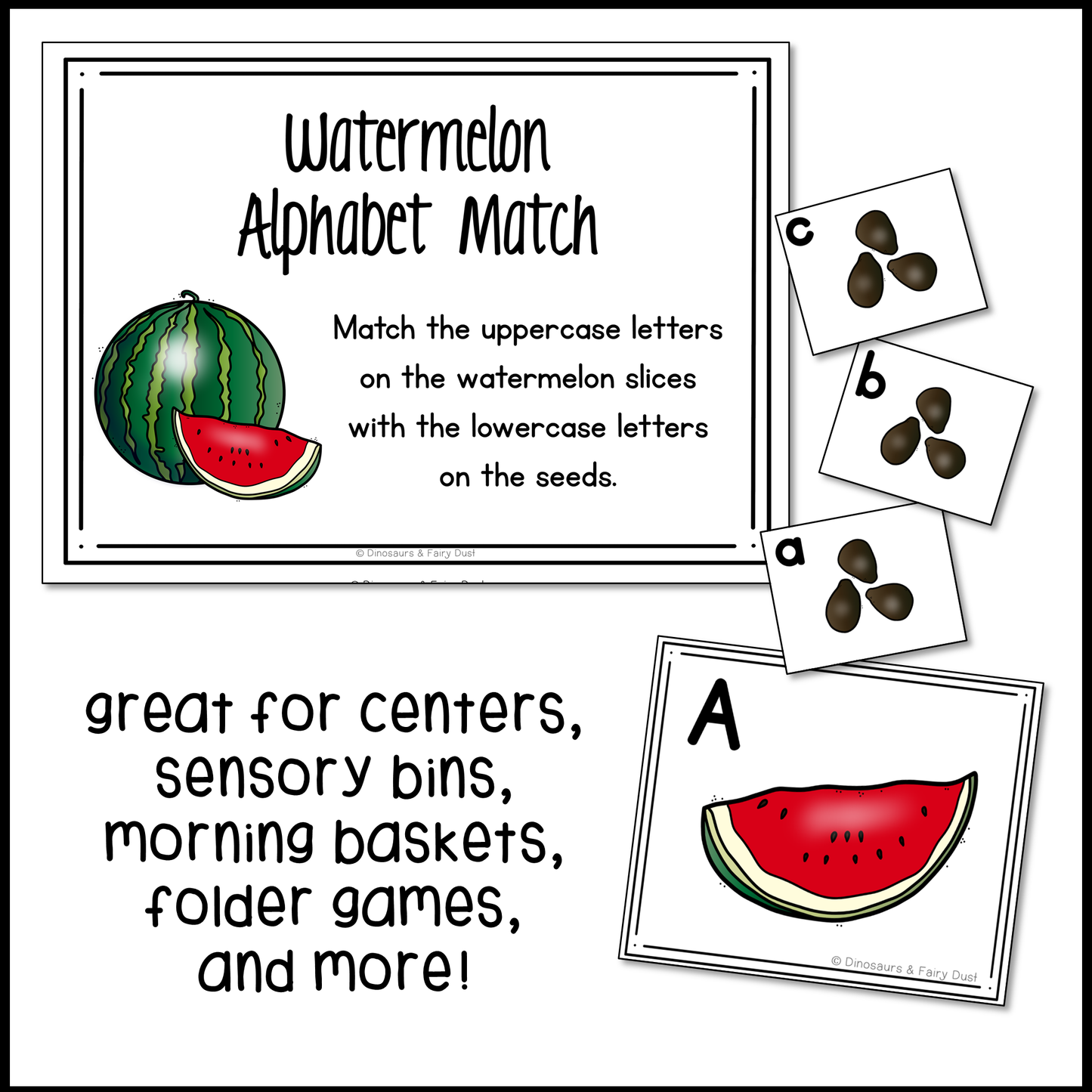 Watermelon Alphabet Match Activity Cards