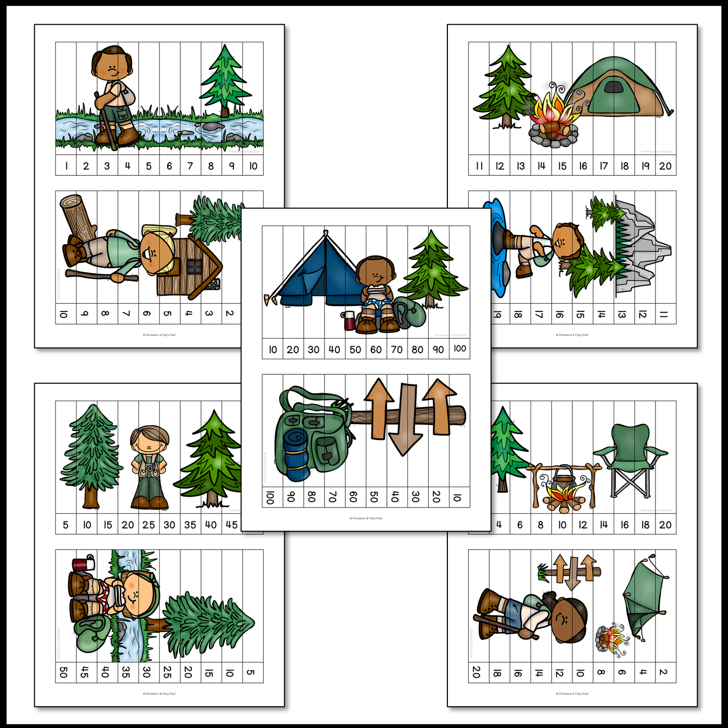 Camping Skip Counting Picture Puzzles