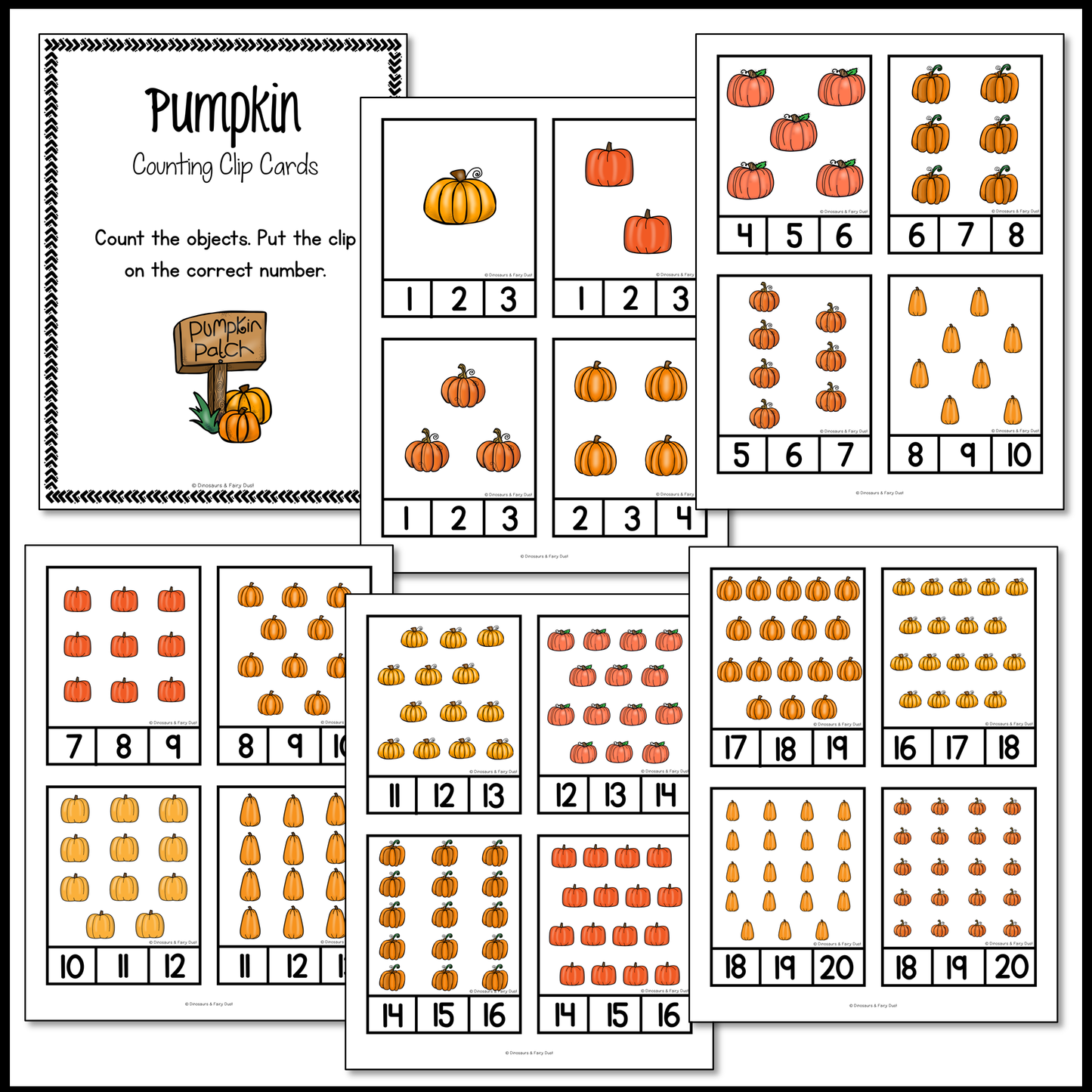 Pumpkin Counting Clip Cards