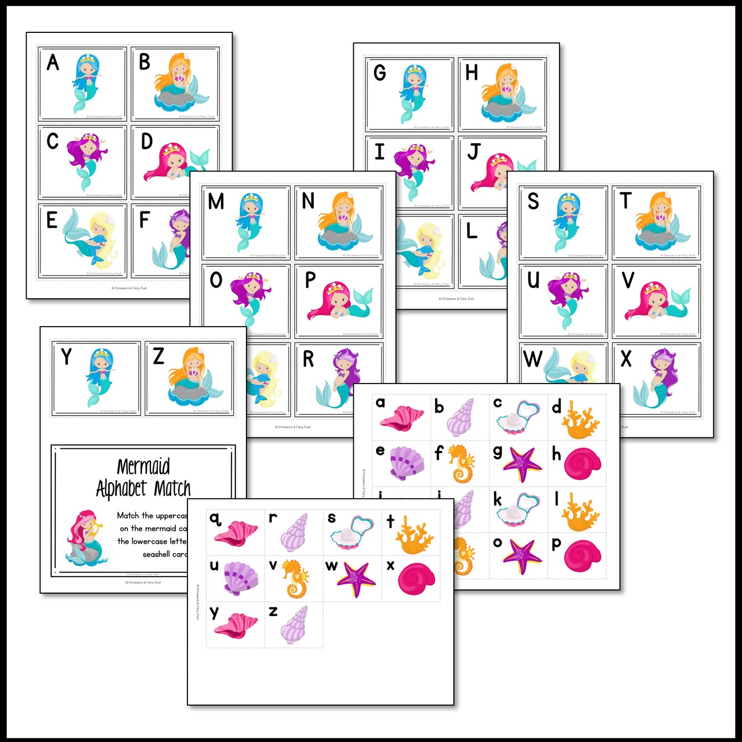 Mermaid Alphabet Match Activity Cards