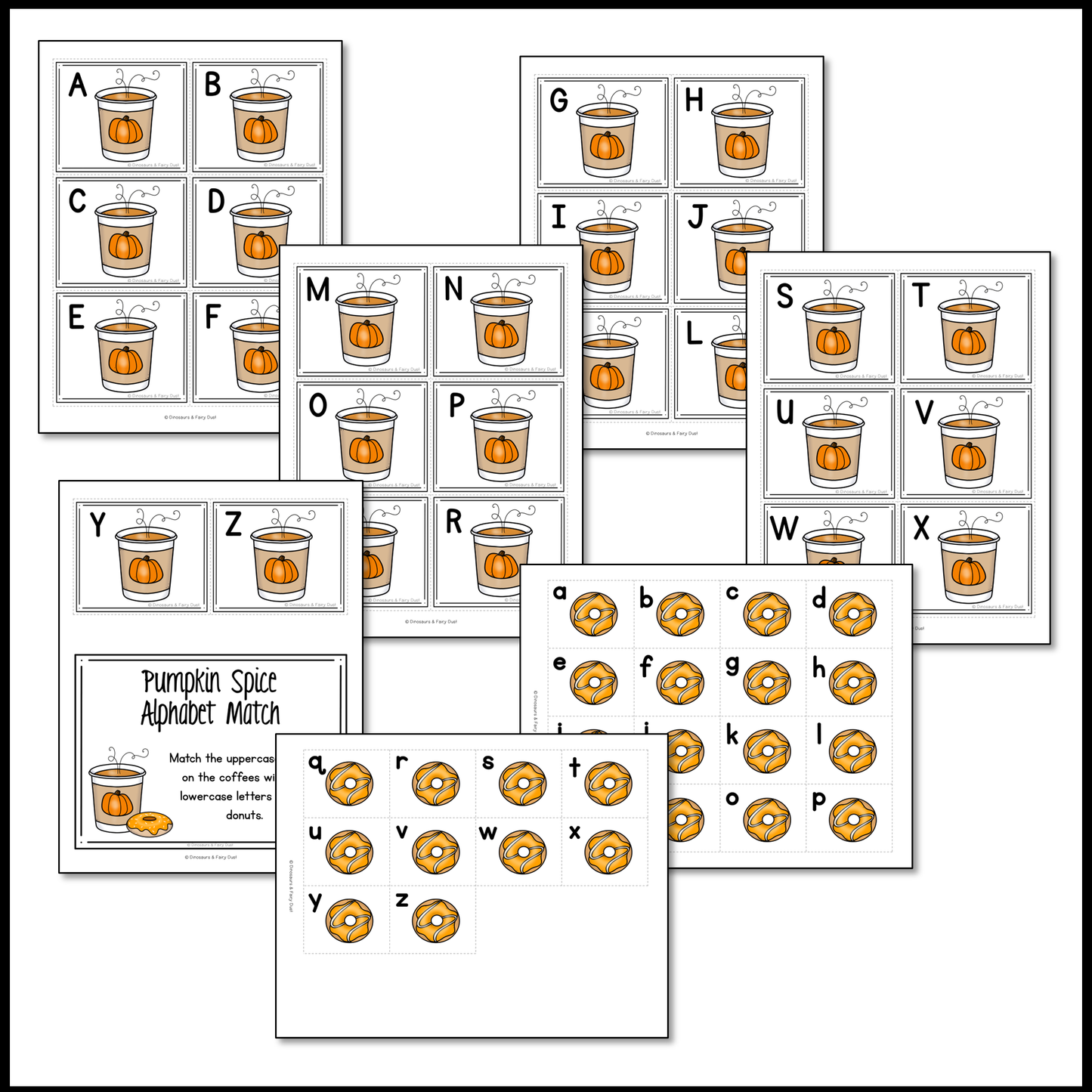 Pumpkin Spice Alphabet Match Activity Cards
