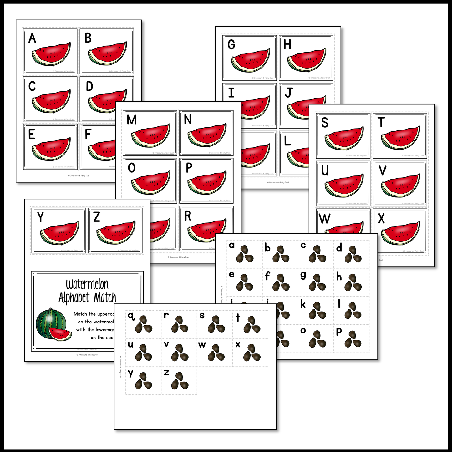Watermelon Alphabet Match Activity Cards