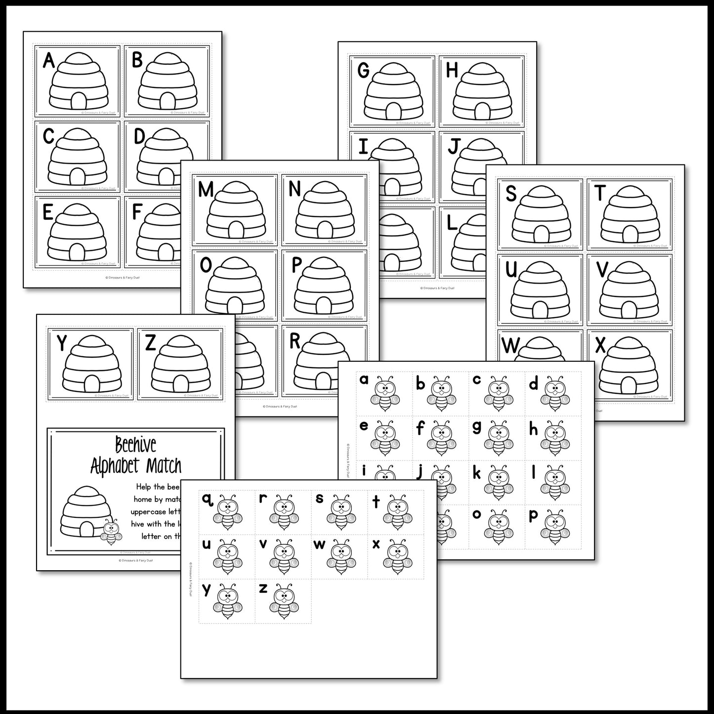 Beehive Alphabet Match Activity Cards
