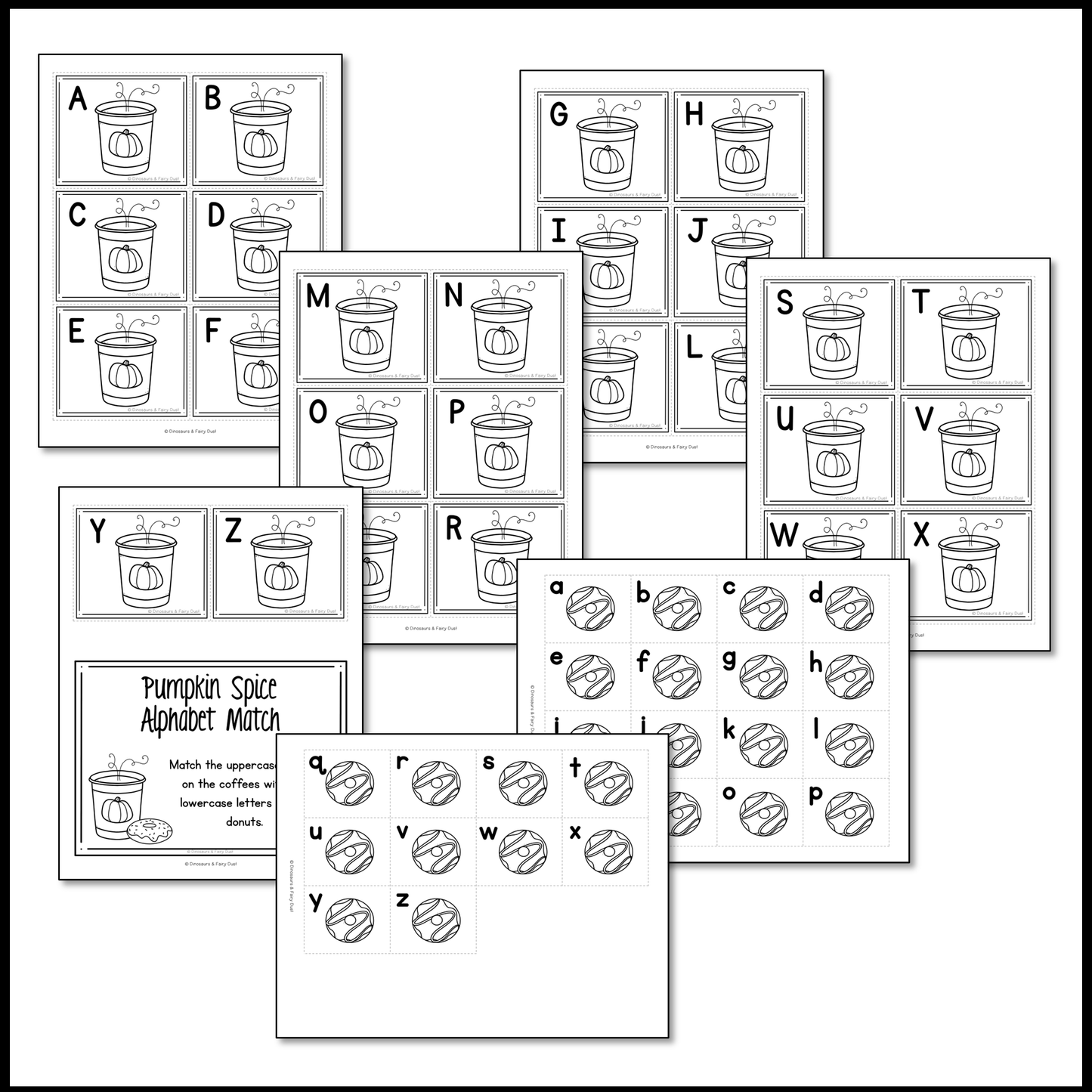 Pumpkin Spice Alphabet Match Activity Cards