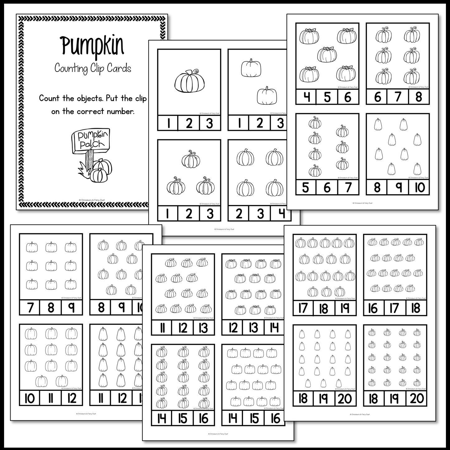 Pumpkin Counting Clip Cards