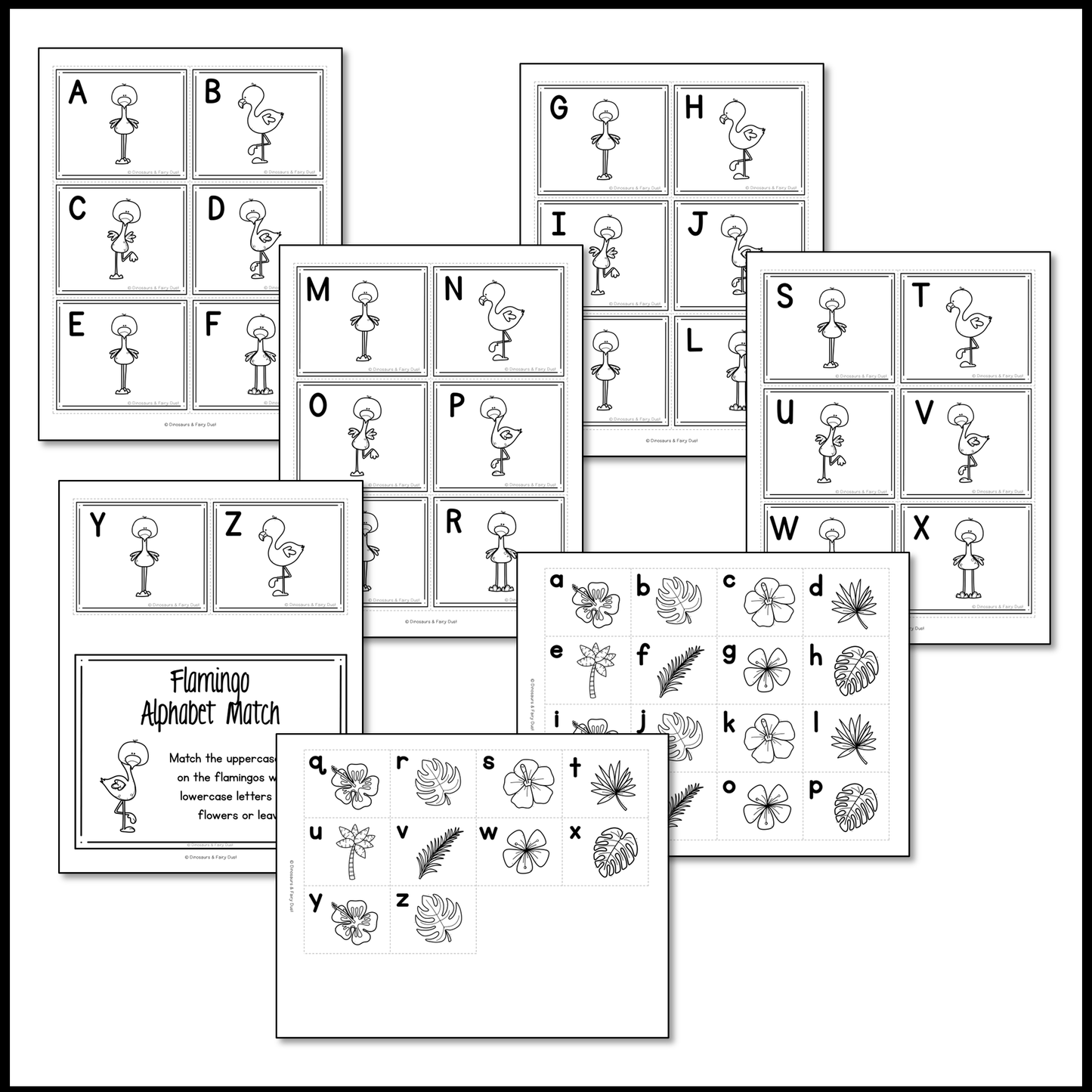 Flamingo Alphabet Match Activity Cards