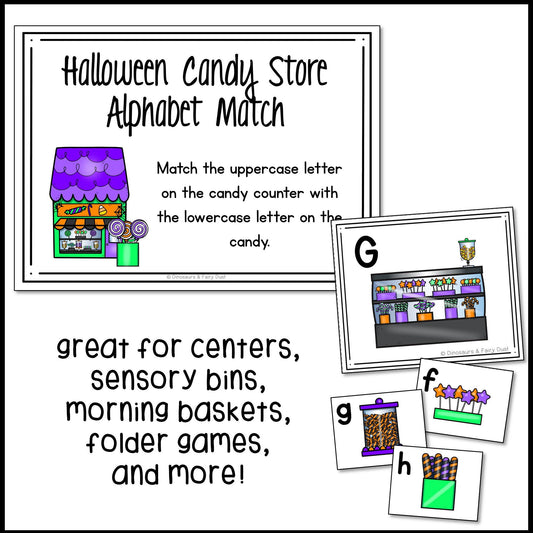 Halloween Candy Store Alphabet Match Activity Cards