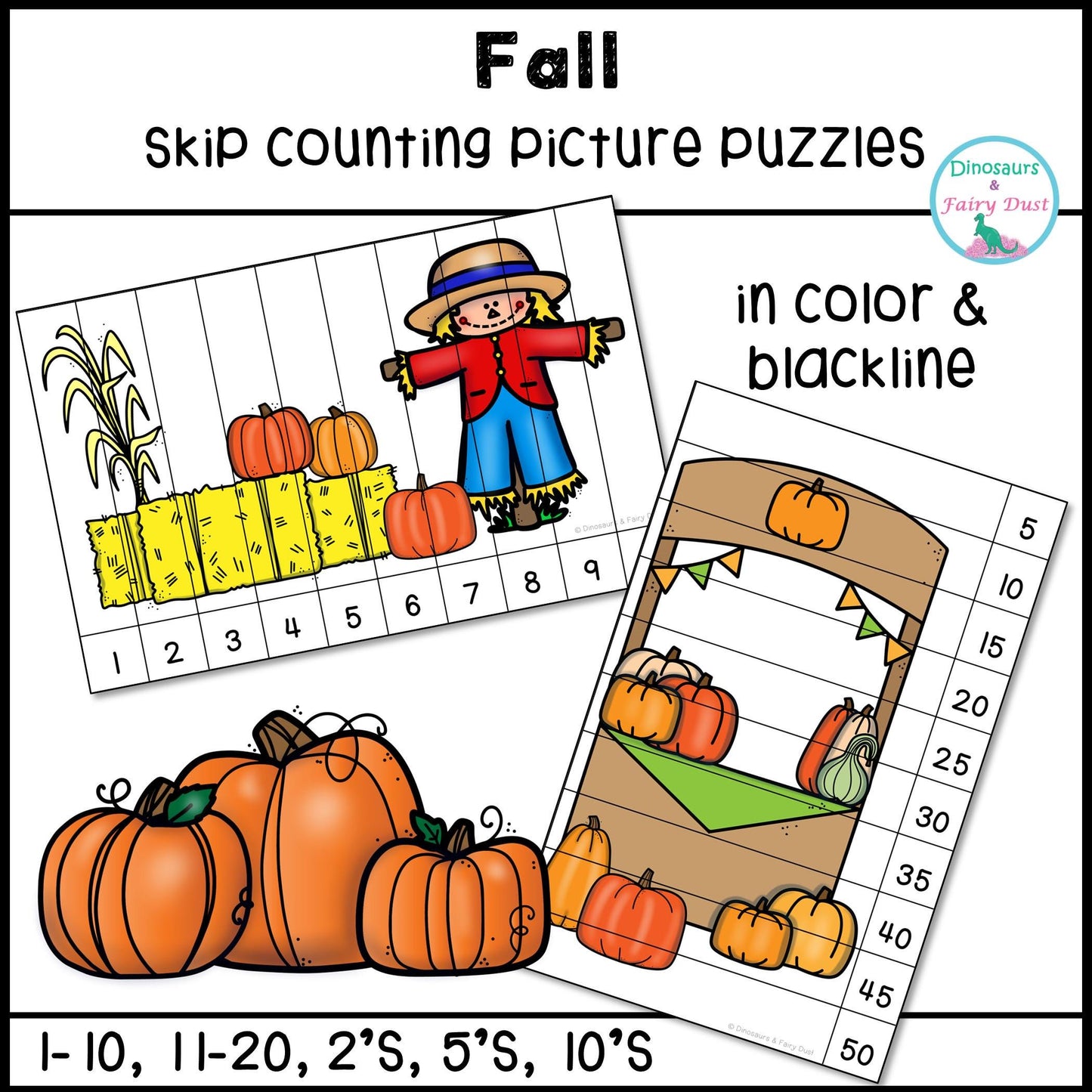 Fall Skip Counting Picture Puzzles