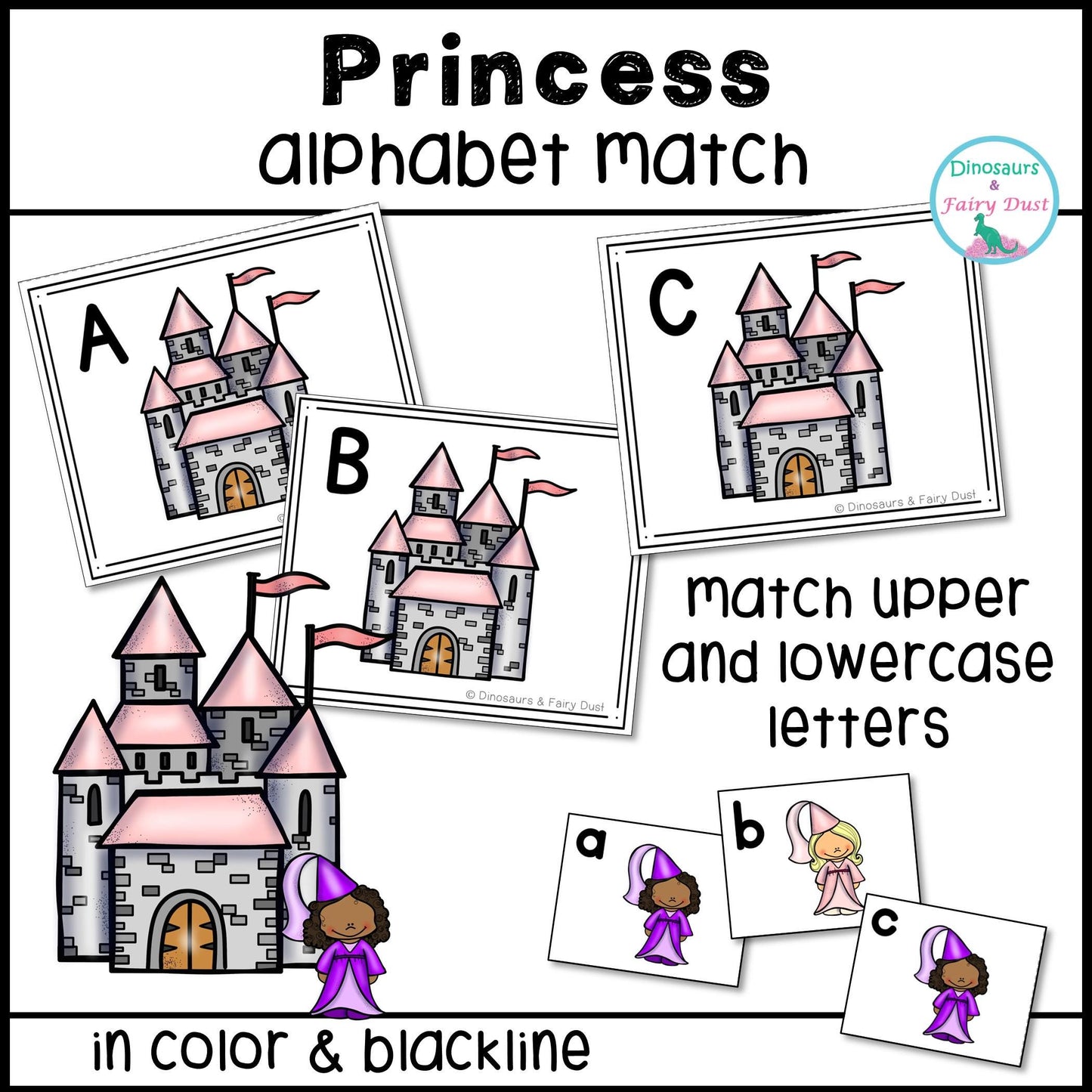Princess and Castle Alphabet Match Activity Cards