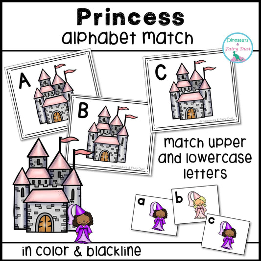 Princess and Castle Alphabet Match Activity Cards