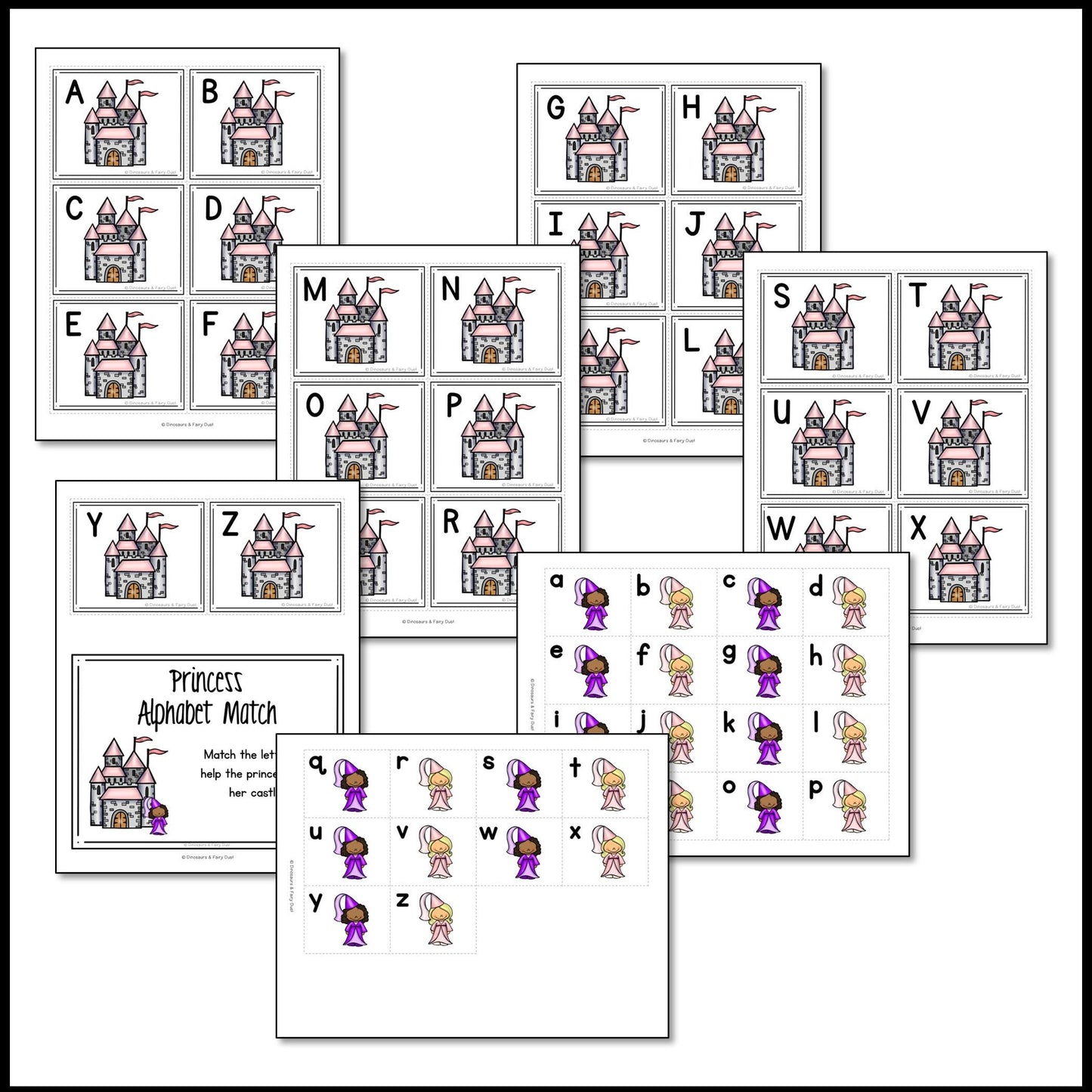 Princess and Castle Alphabet Match Activity Cards