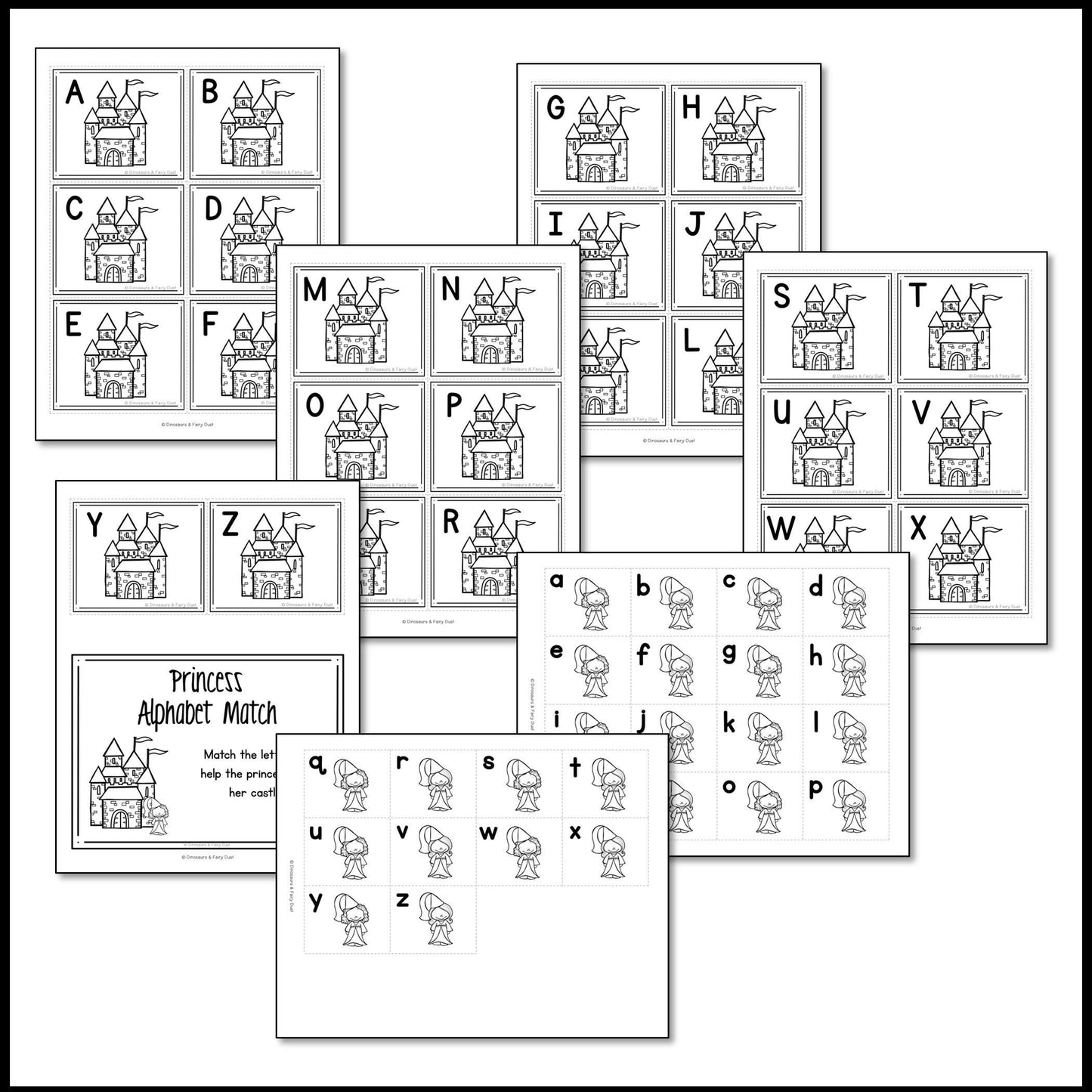 Princess and Castle Alphabet Match Activity Cards