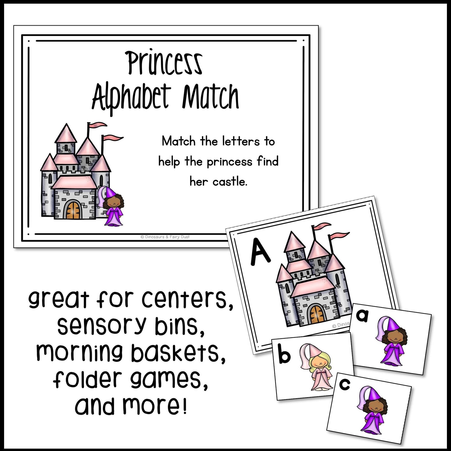 Princess and Castle Alphabet Match Activity Cards