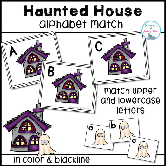Haunted House Alphabet Match Activity Cards
