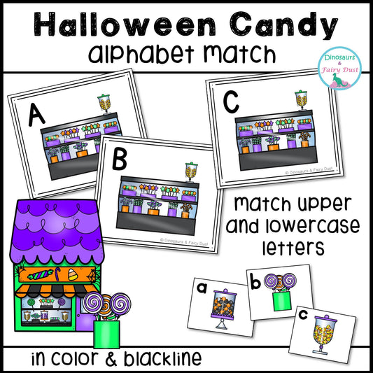 Halloween Candy Store Alphabet Match Activity Cards