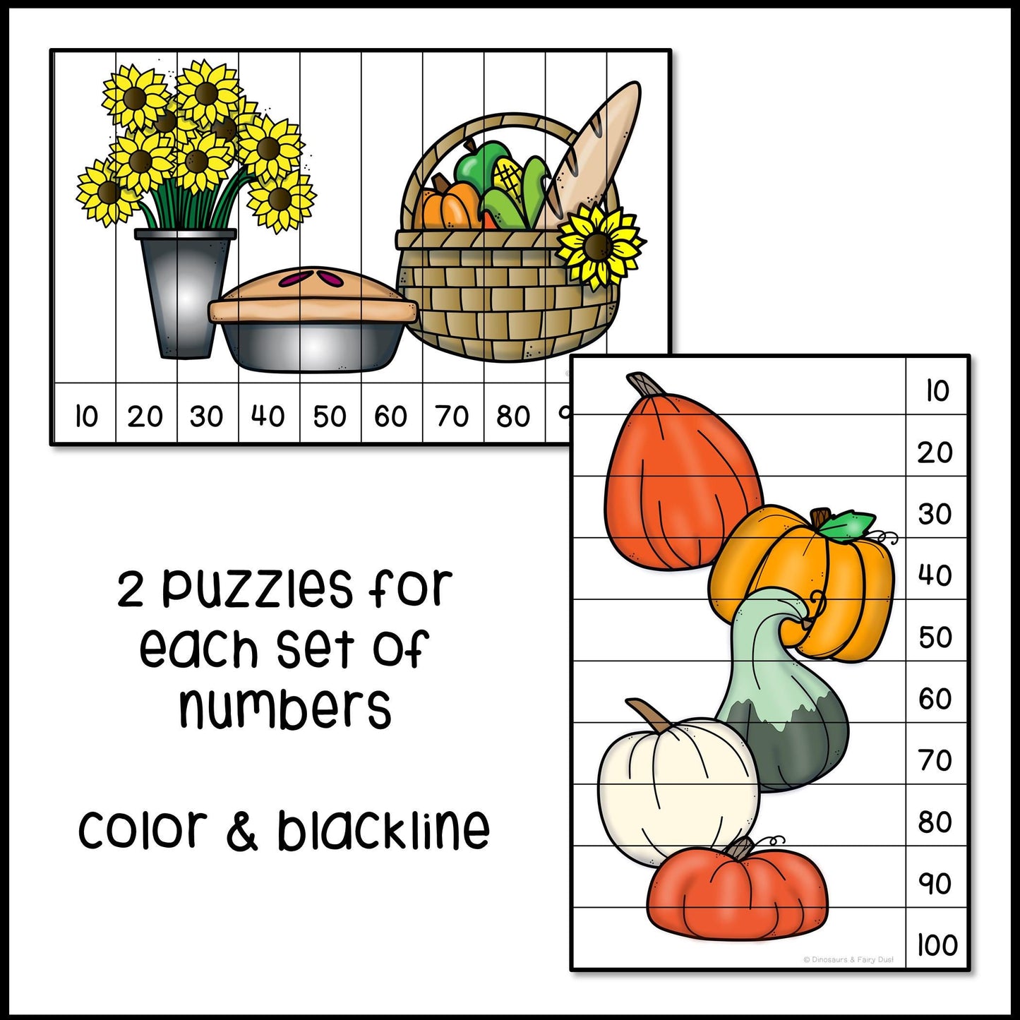 Fall Skip Counting Picture Puzzles