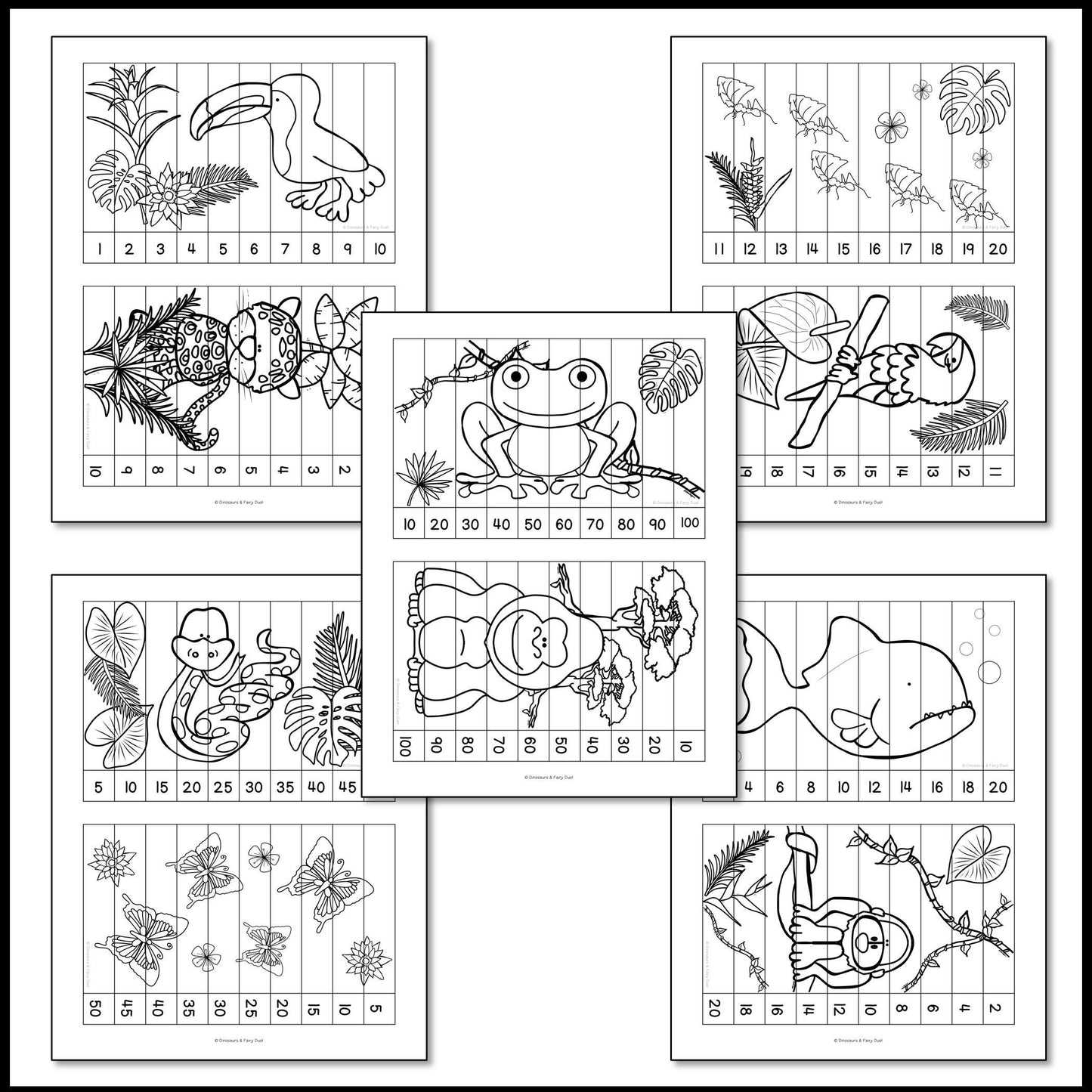 Rainforest Skip Counting Picture Puzzles