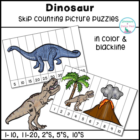 Dinosaurs Skip Counting Picture Puzzles